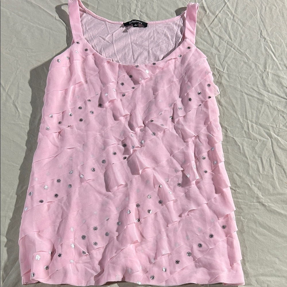 Relativity Pink Tank Top with Silver Accents